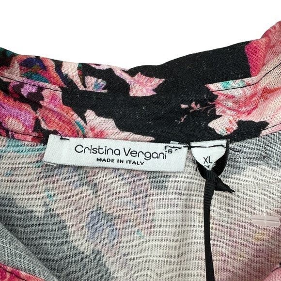 New CRISTINA VERGANI Midi Dress Linen Blend Button Made in Italy - Picture 7 of 8